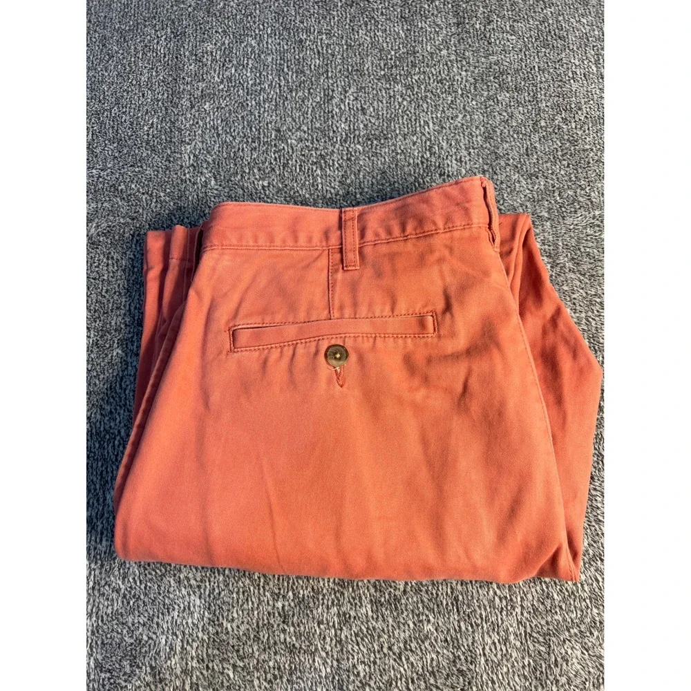 Lands End The Legacy Chino Pants Mens 34 Coral Orange Straight Leg Cotton Pant